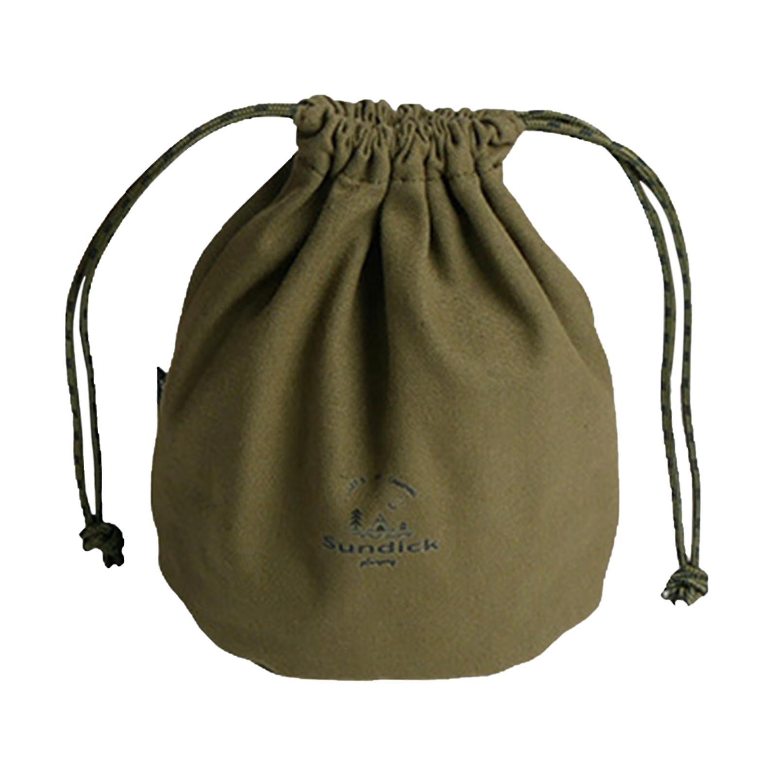 Canvas Drawstring Bag Cookware Kitchen Kit Durable for Fishing Climbing Brown Small