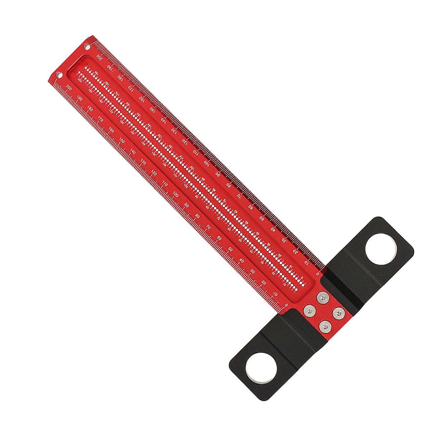 T Square Aluminum Alloy Carpenter Square Ruler Clear Scale Scriber Tool for Woodworking