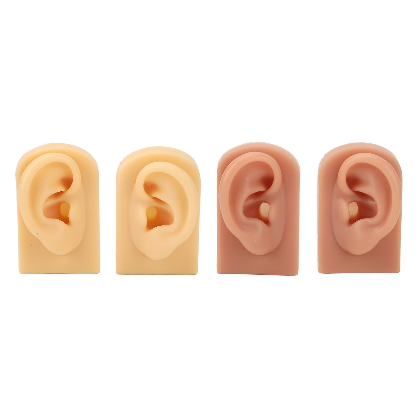 2 Pairs Silicone Ear Model Piercing Practice Reusable 3D Acupuncture Silicone Ear Model