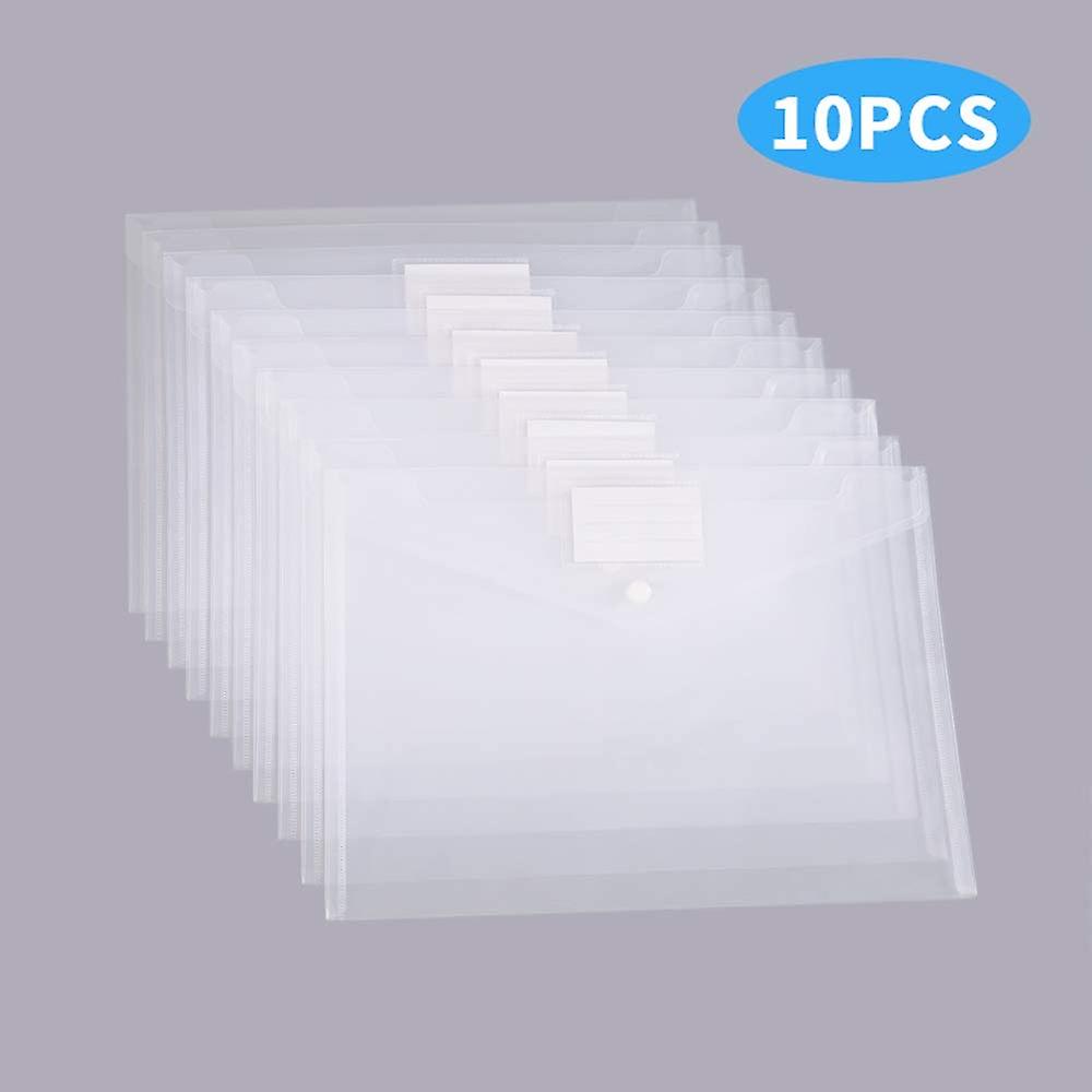 Plastic Envelopes Document Folders, 10 Pack US Letter A4 Size Transparent File Envelopes with Label