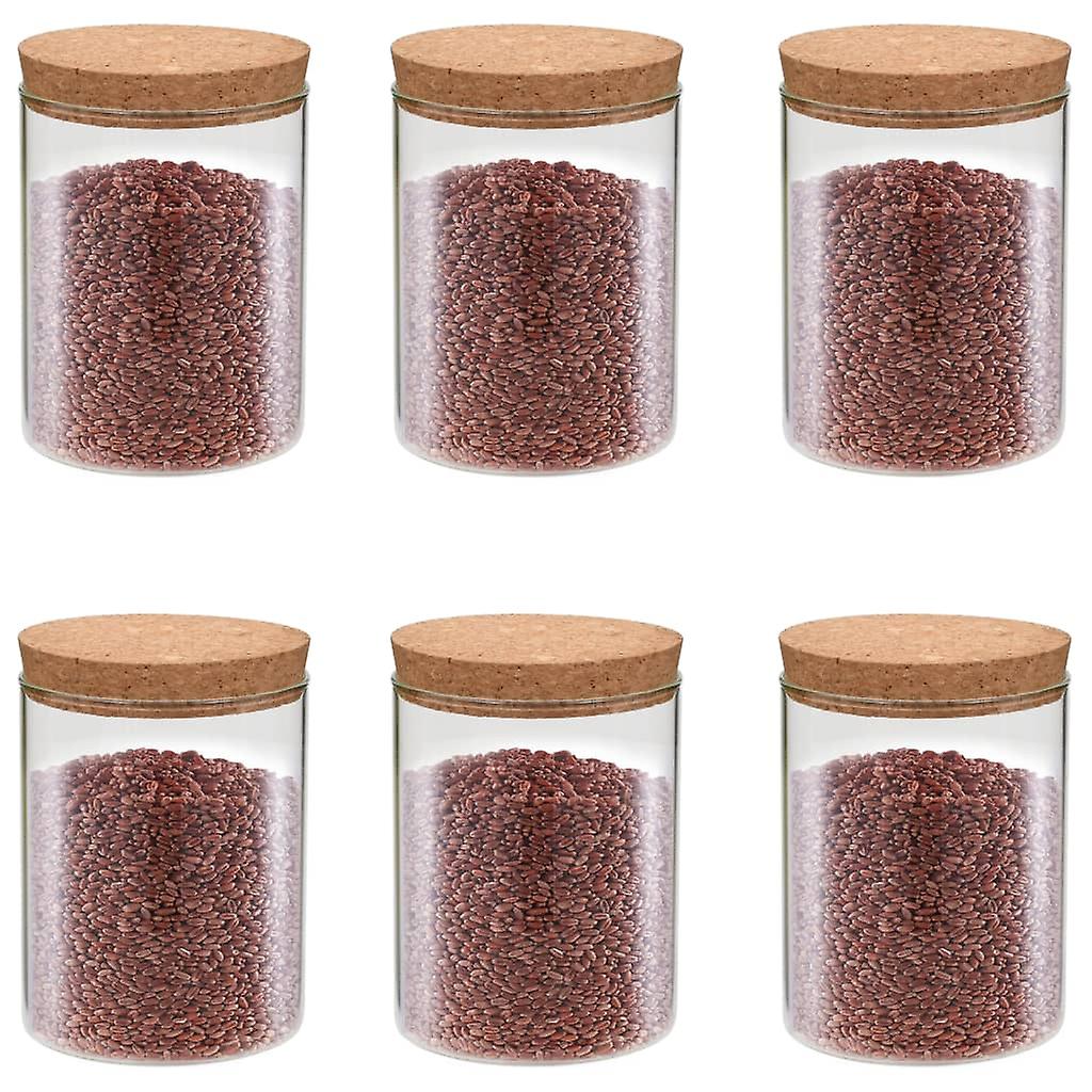 Storage jars with cork lids 6 pcs. 650 ml