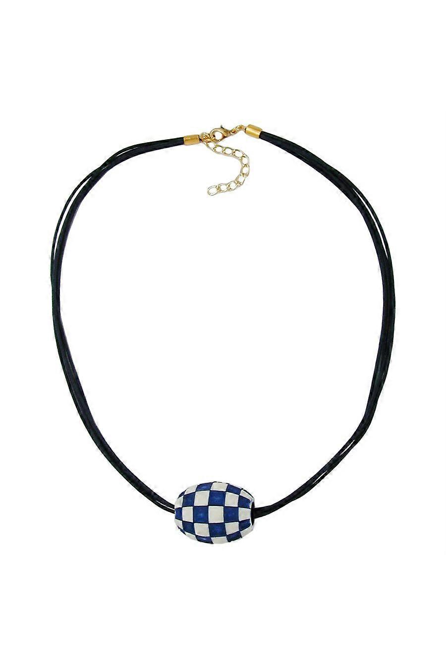 Necklace Olive Ivory-blue & Gold 50cm - Gl06021