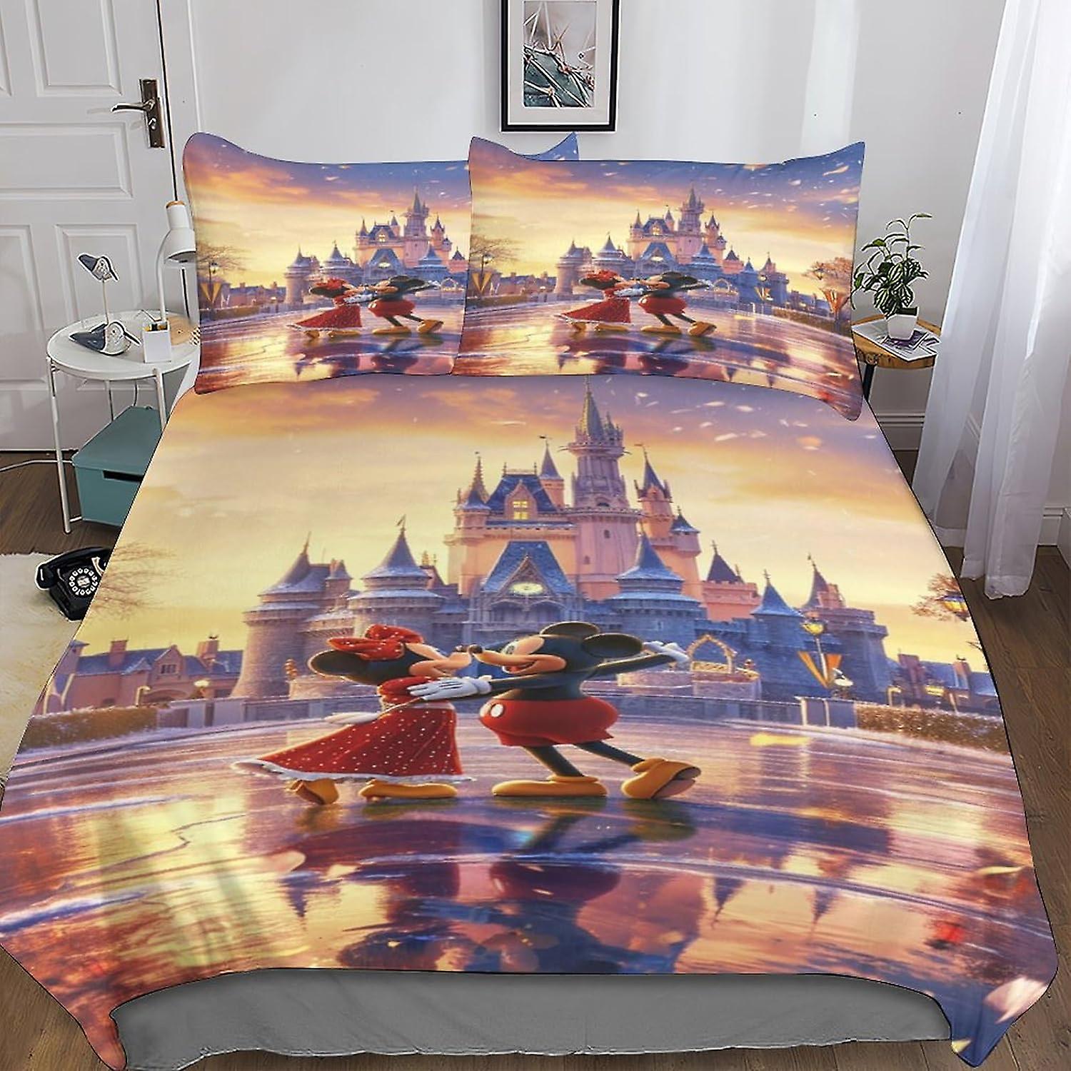 DSJackson Mickey Mouse Comforter Cover Set with Hidden Zipper Closure - Luxurious Microfiber Cartoon Bedding with 3D Print, Complete 3-Piece Set for B