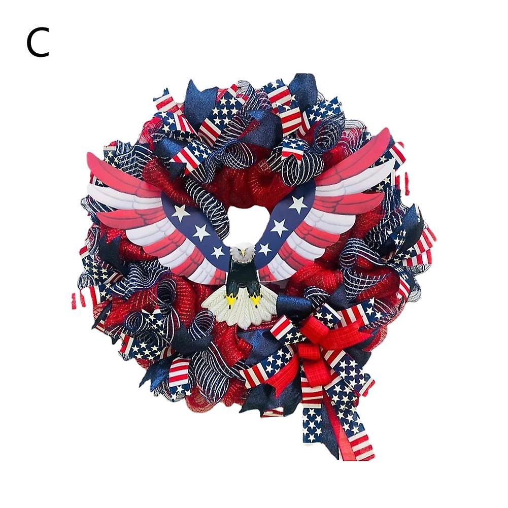 Wreath for Front Door, 2024 Upgrade 4th of July Patriotic Wreath Holiday Deco