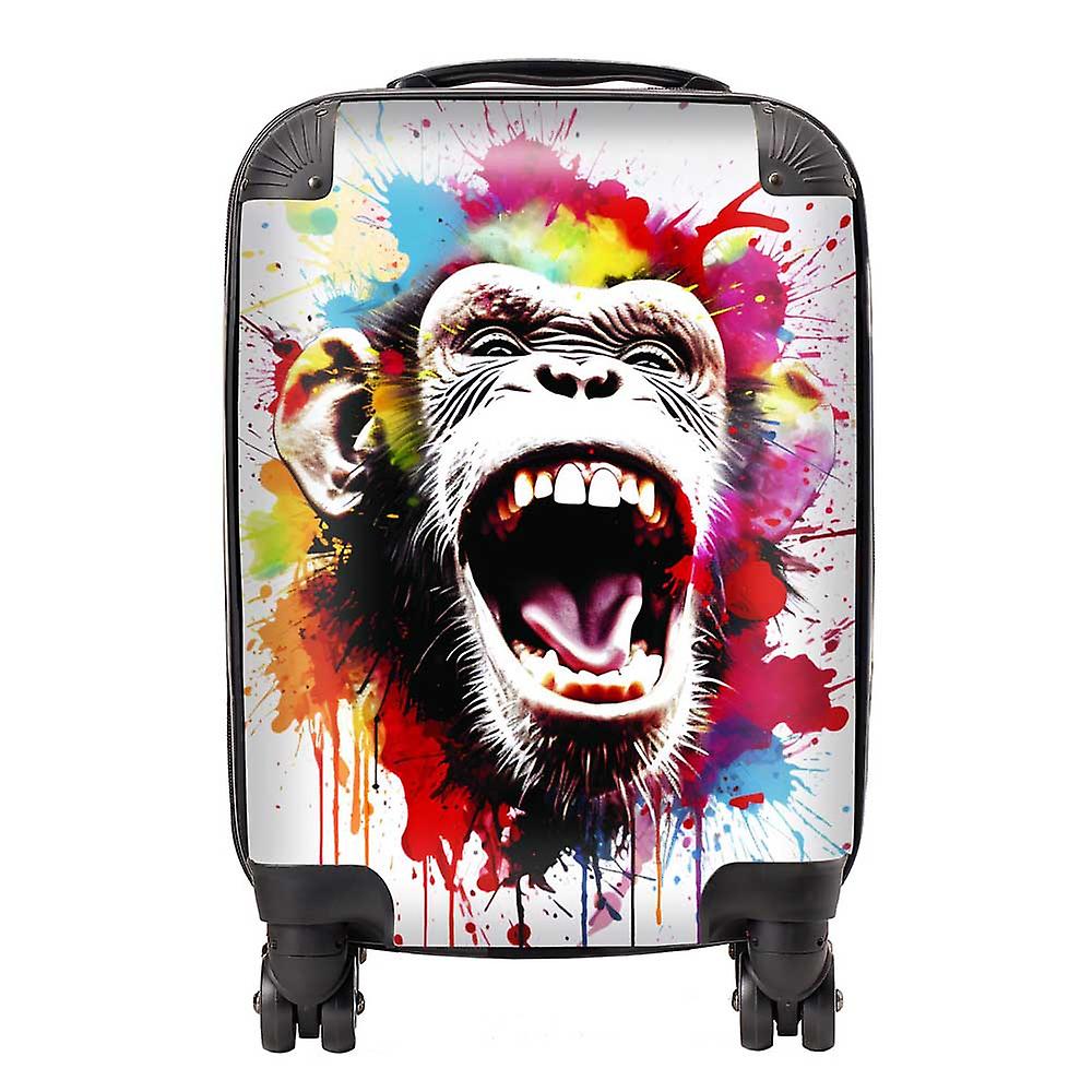 Coloured Splashart Crazy Monkey Face Suitcase