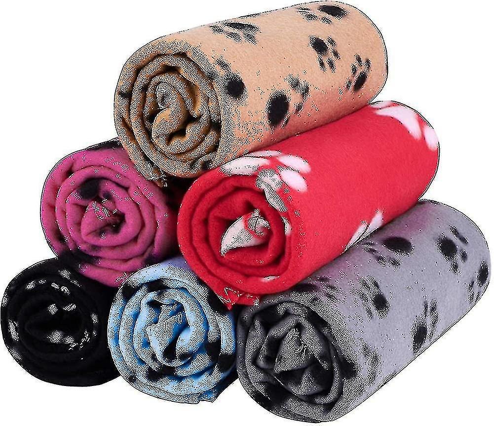 6-Pack Paw Print Blanket Soft Warm Blanket for Dogs and Cats Washable Sleep
