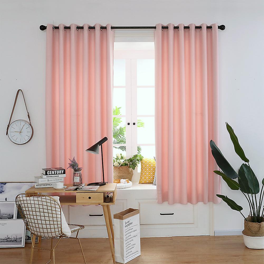 2pcs Pink Polyester Curtains 229x229cm Lightproof Mildew Proof