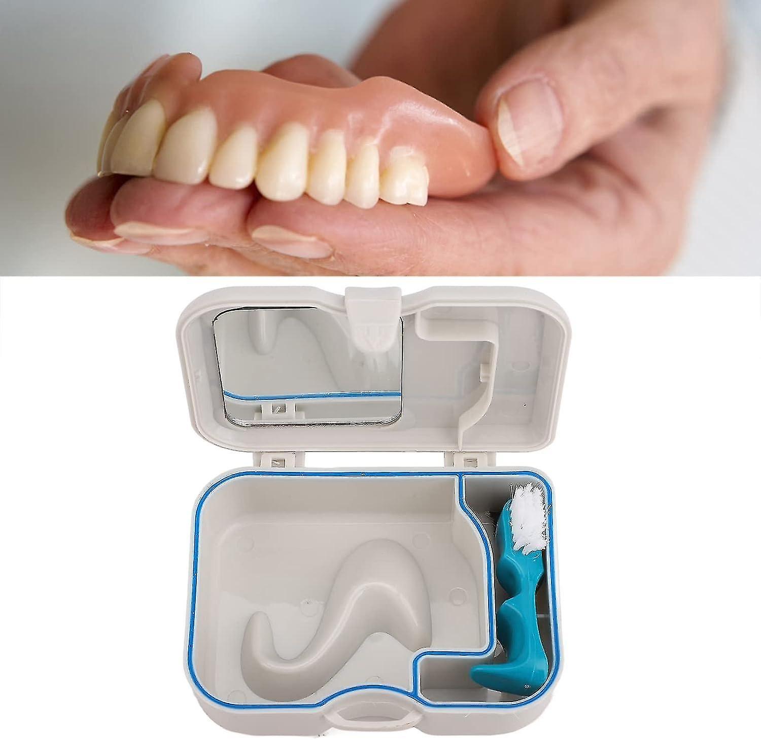 Dustproof Case for Dental Appliances - Waterproof Slotted Denture Box with Locking Closure with Toot