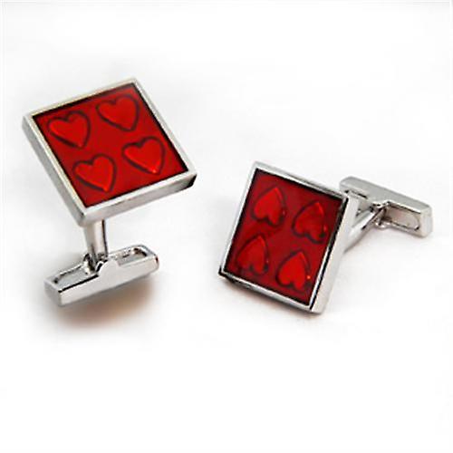 Rhodium Brass Cufflink with Epoxy in Siam Style OT581