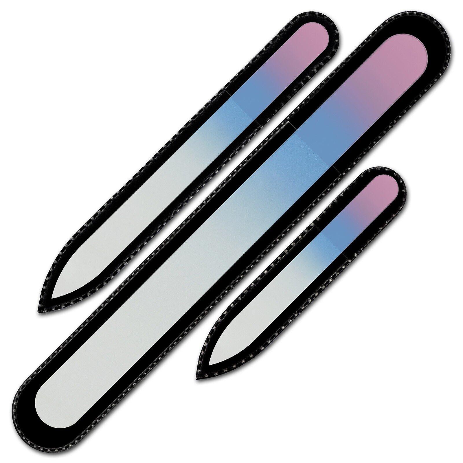 Set of 3 Rainbow Crystal Nail Files, Hand made of Czech tempered glass R-BMS1 - Bubblegum