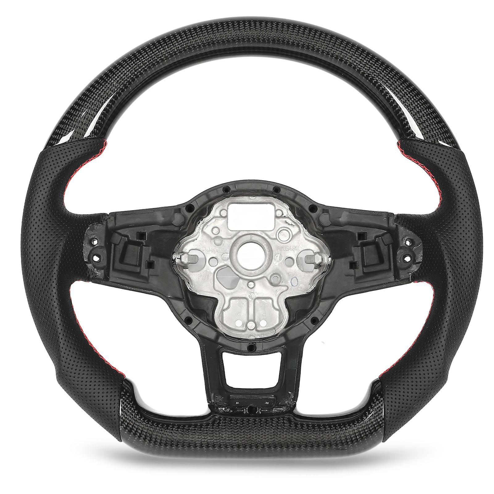 Carbon Fiber Steering Wheel Perforated Leather Red Stitching Steering Wheel for GLI R GTD