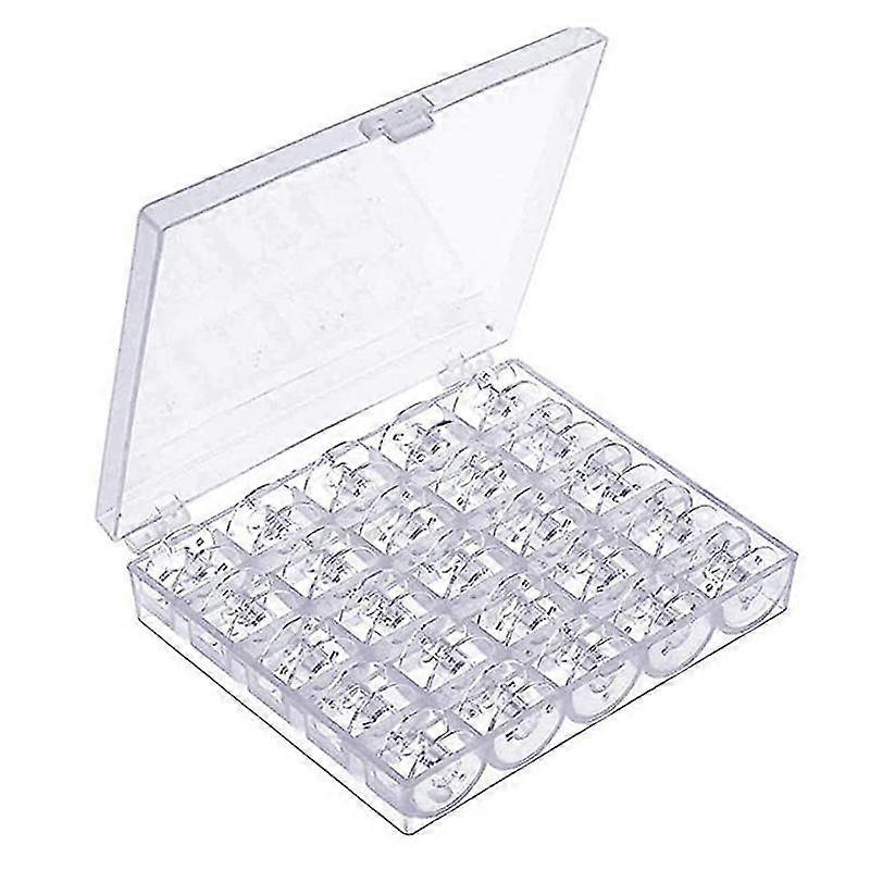 25pcs Empty Bobbins Sewing Machine Spools Clear Plastic With Case Storage Box Crjjkoy