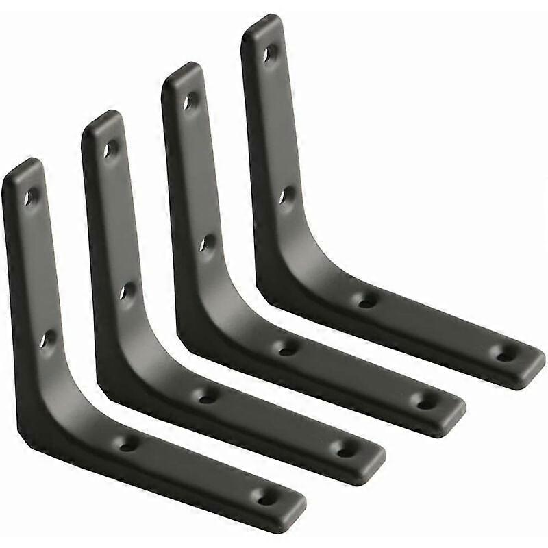 4 Piece Square Wall Shelf, Square Matte Metal Black, Decorative Metal Shelf Bracket for Kitchen, Heavy Duty Square, 100mm100mm