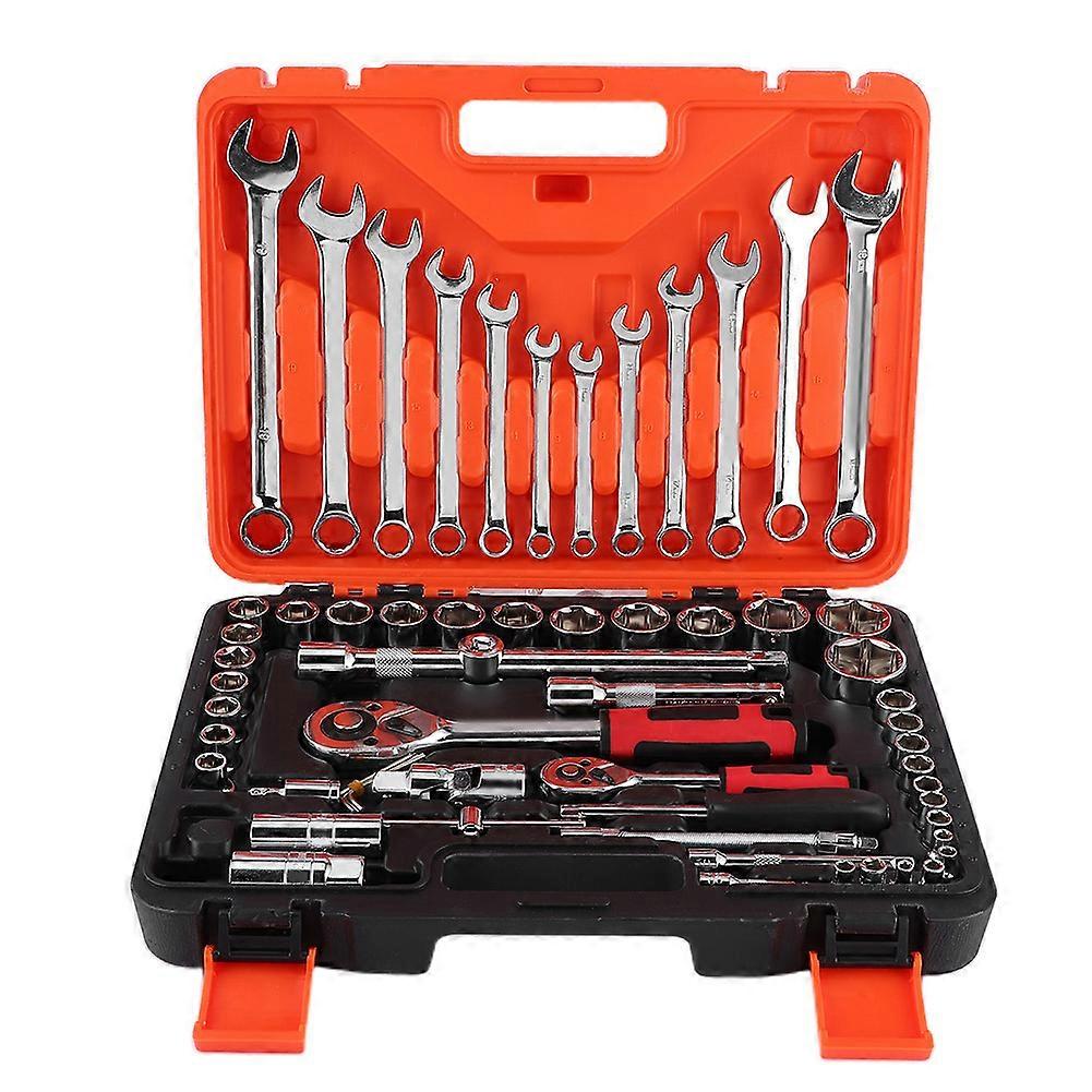61Pcs/Set Socket Kit Ratchet Wrench Sleeve Combination Auto Repair Hardware Tool E2U111