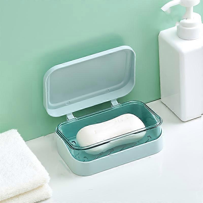 Premium Soap Box with Drain Lid - Water-Resistant Storage Rack for Bathroom, Travel & Countertop - Durable, Compact & Space-Saving Design with Quick D