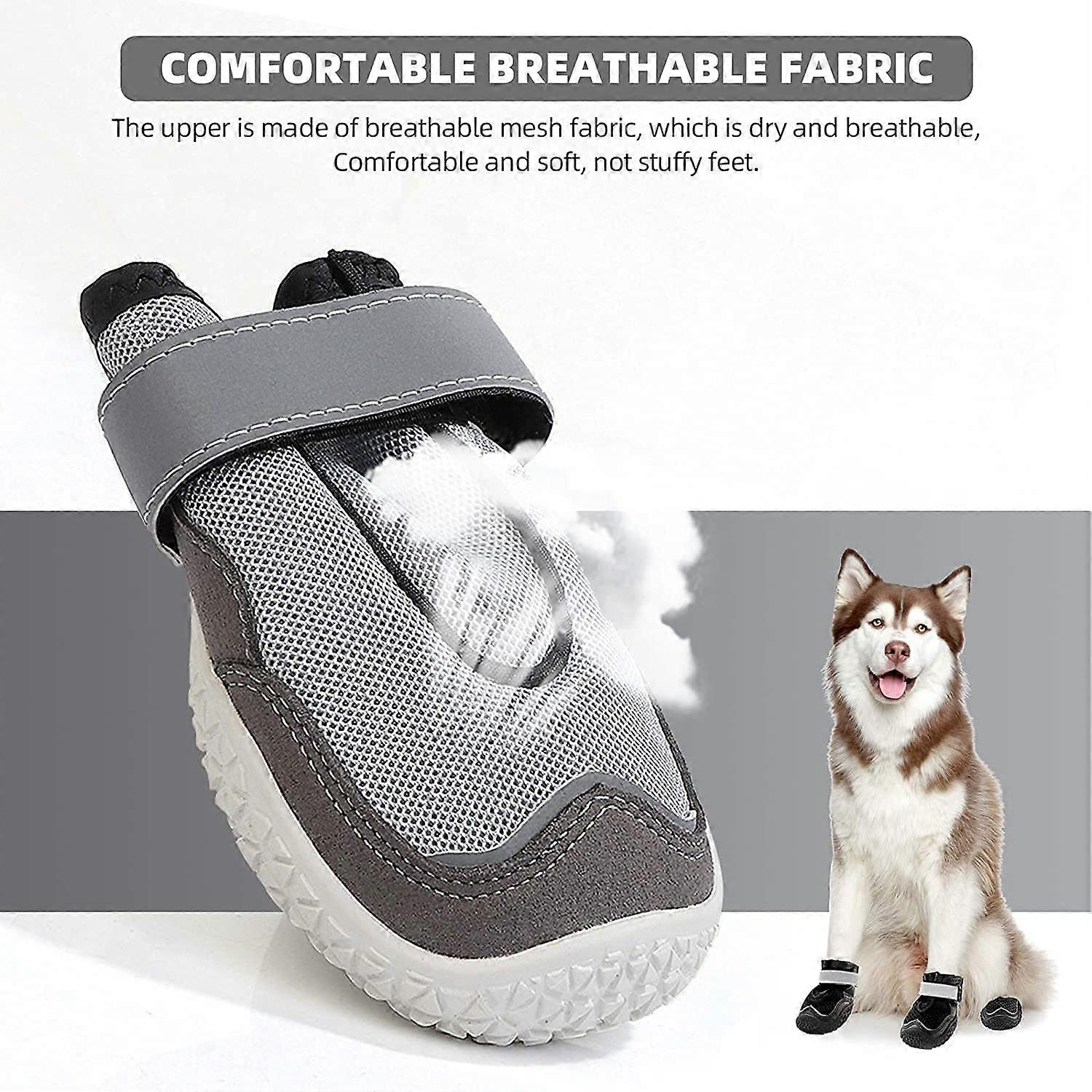 Dog Boots Paw Protectors – 4pcs Waterproof & Reflective Shoes For Small/Medium Dogs, Non-Slip Sole
