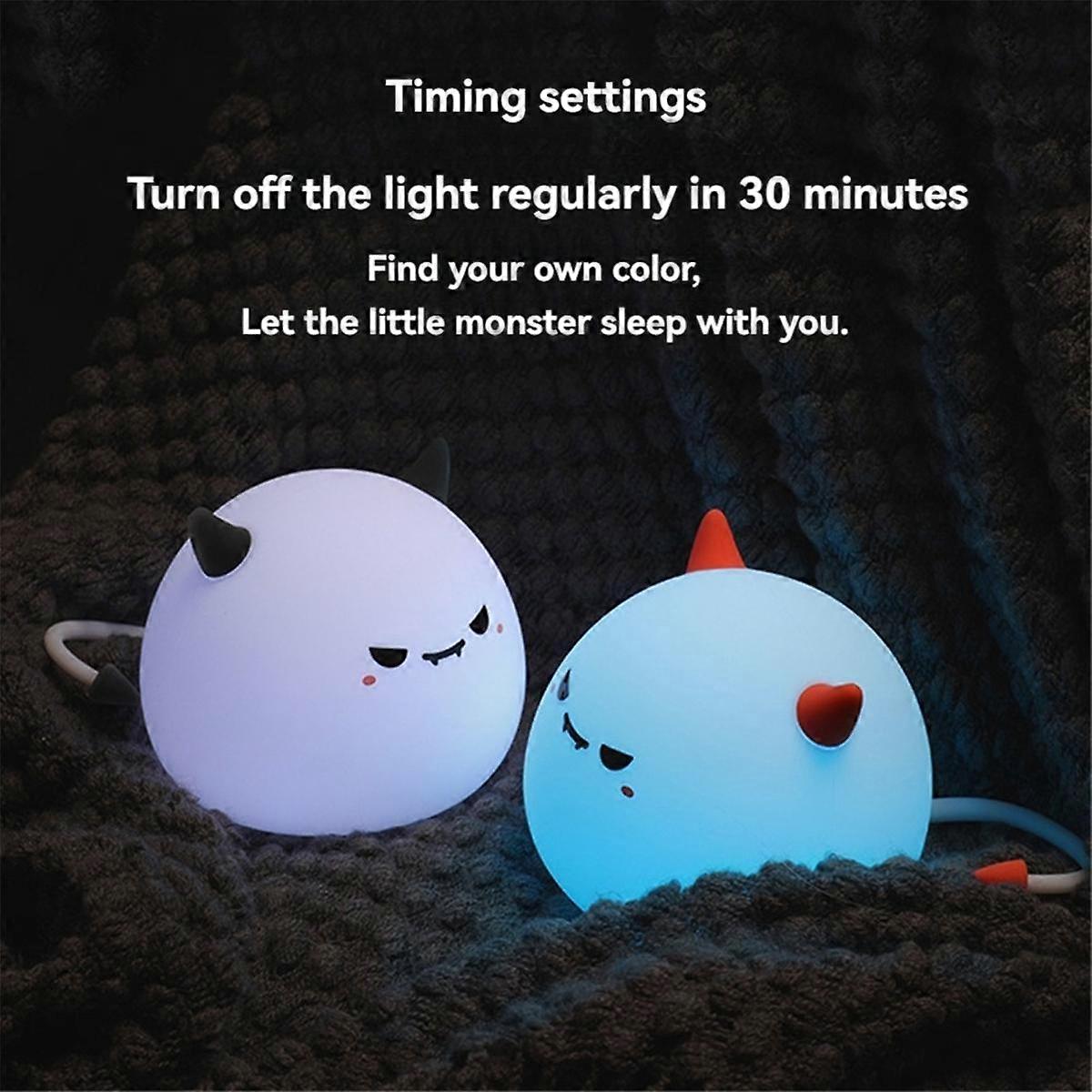 Cute Little Devil Lamp Soft Lighting Small Night Light Bedside Light Black