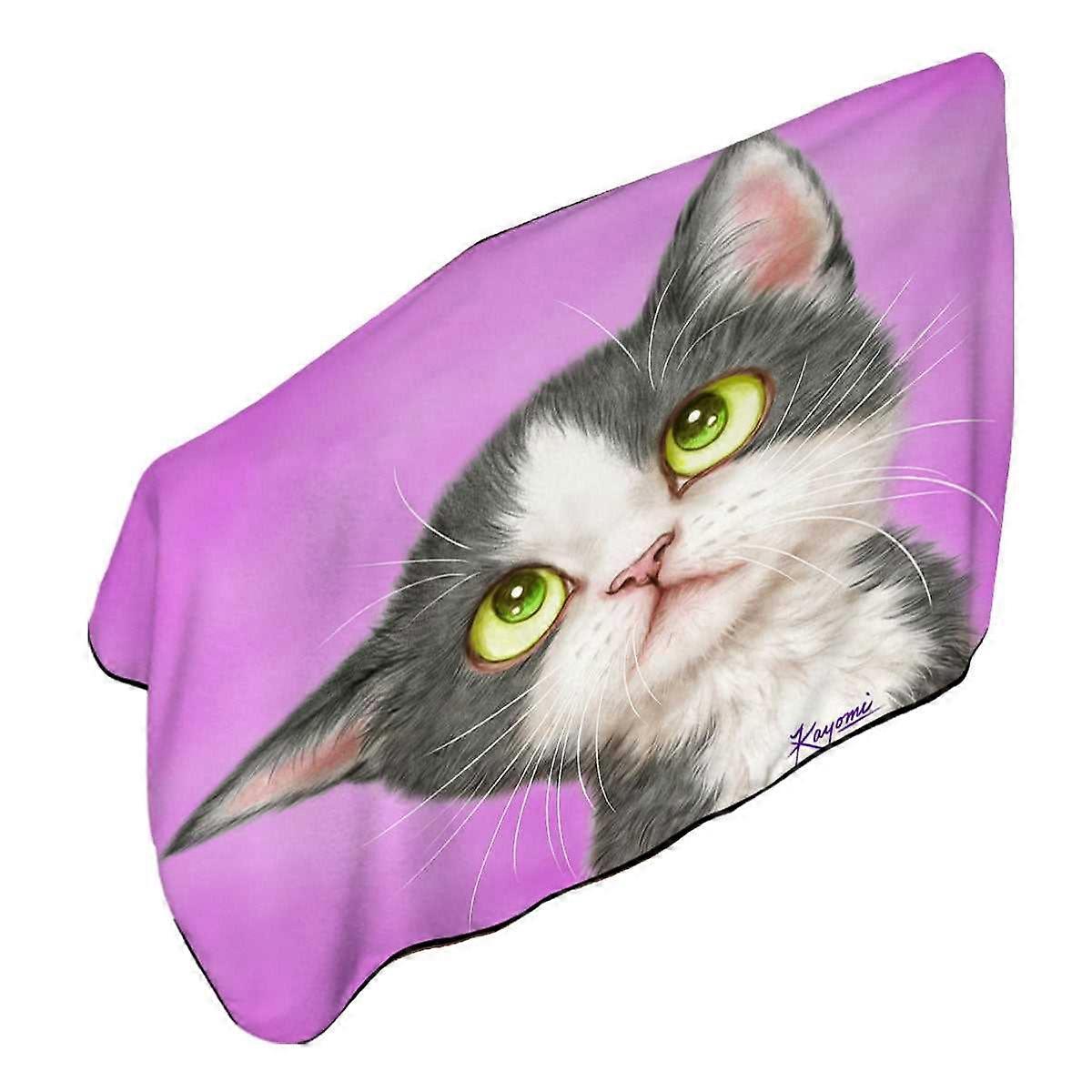 Cute Art for Kid Adorable Grey Kitten Microfiber Beach Towel