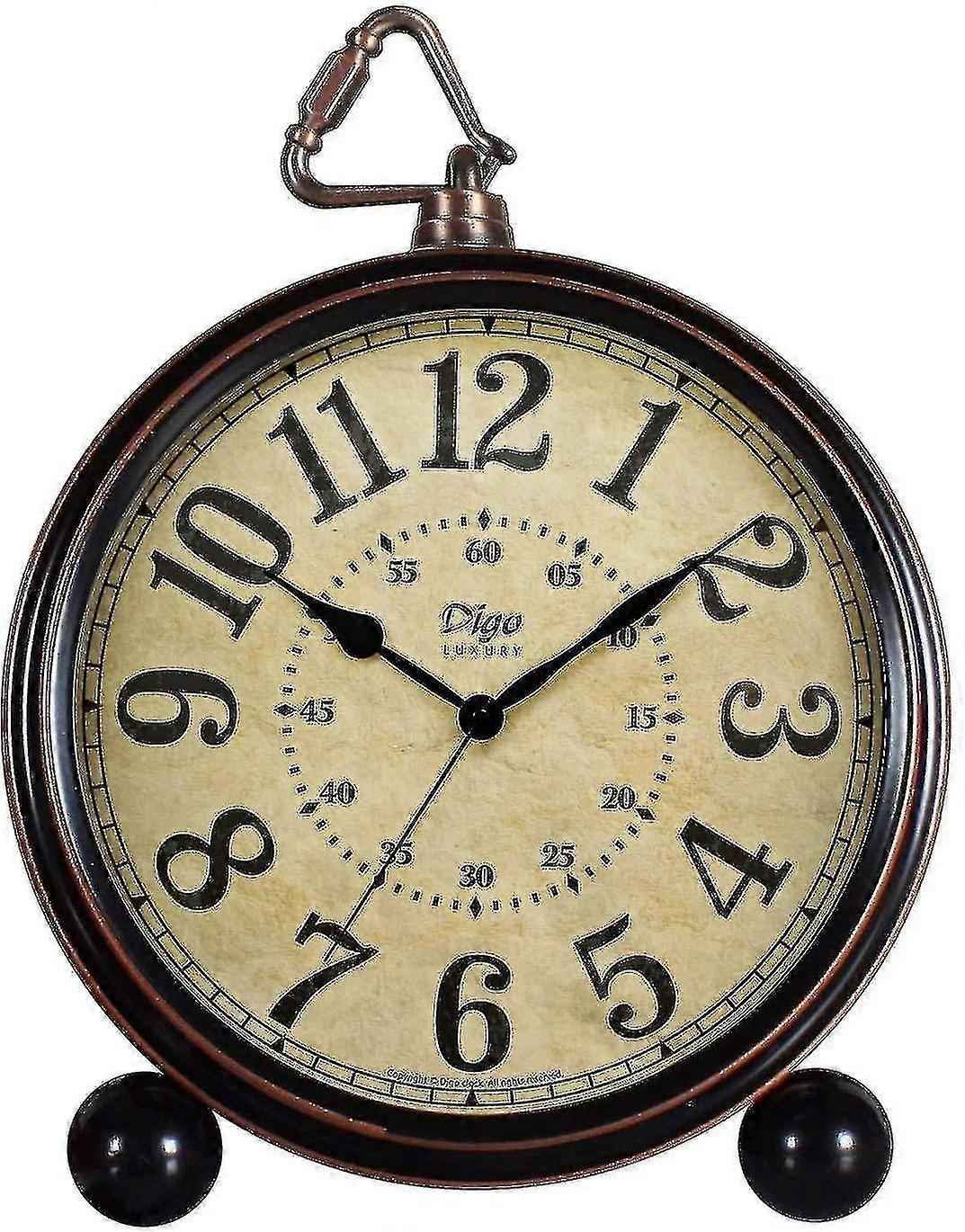 5.2 In Retro Vintage Non-ticking Desk Table Clock Small Decorative Alarm Clock Battery Operated
