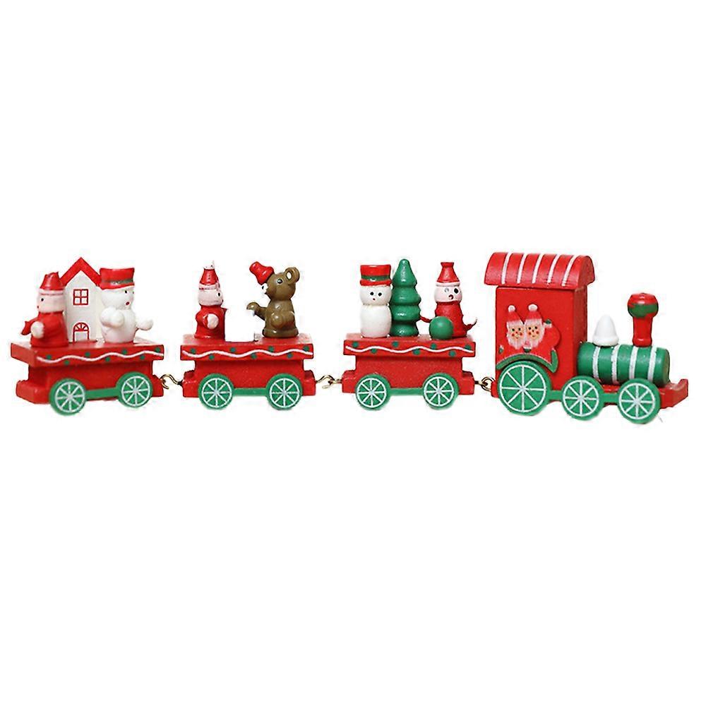 Christmas tabletop decoration, creative wooden four-section train