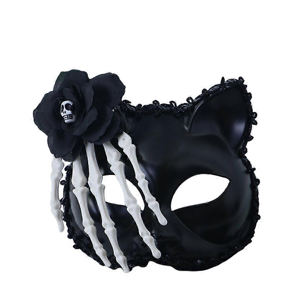 2024 Flower Hand Skeleton Mask Cosplay Halloween Masquerade Carnival Fancy Dress Party Cat Half Face Mask Props