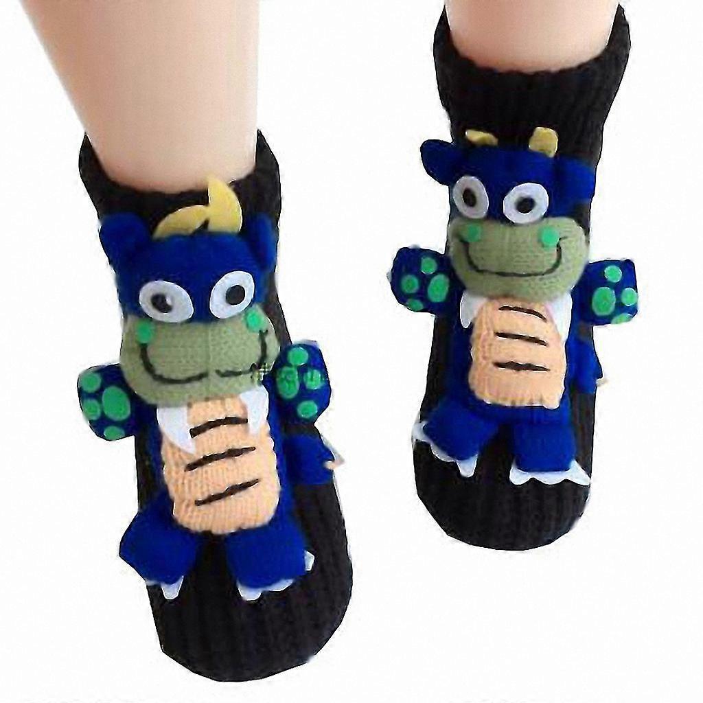 Aikuisten joulun liukumattomat neulotut lattiatossut söpöllä 3D-sarjakuvaeläimellä