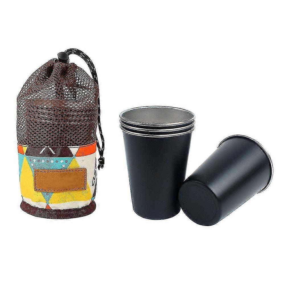 4pcs Tea Milk Stainless Steel Cup Beer Juice Outdoor Camping Tableware Stackable