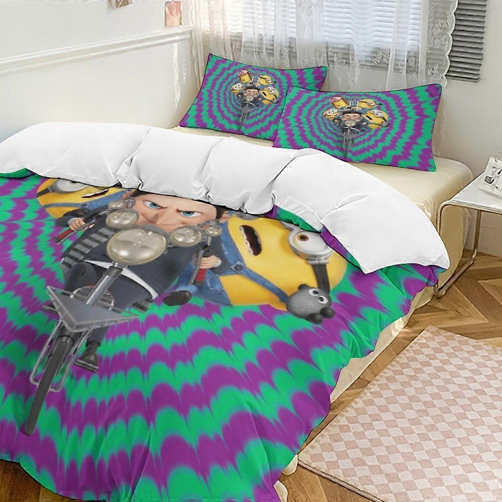 x71 Minion Conjunto de Cama de 3 Peças Quente e Confortável Conjunto de Capa de Edredom com 1 Capa de Edredom e 2 Fronhas para Quarto b71