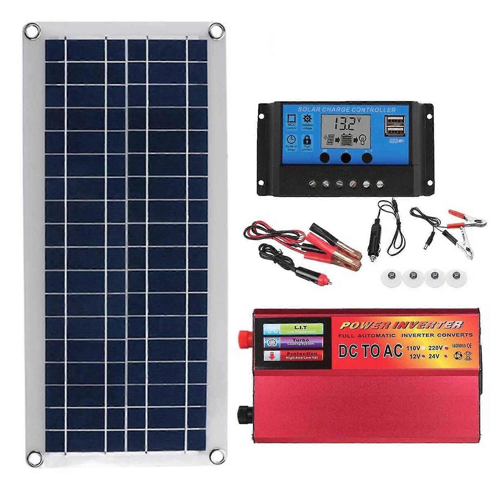 30w solcellepanel solcellesystem 100a 60a lading 2000w bilomformer