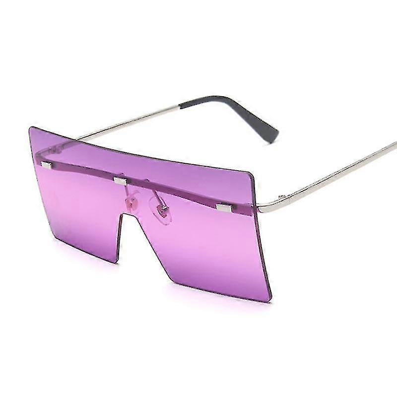 Fashion Oversized Rimless Sunglasses Women Luxury Brand Square Sun Glasses Vintage One-piece Big Frame Mirror Oculos De Sol