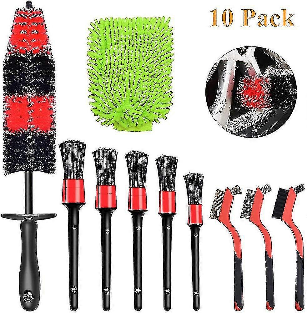10pcs Detailing Brush Set For Cleaning Wheels Interior Cleaning Kit Including
