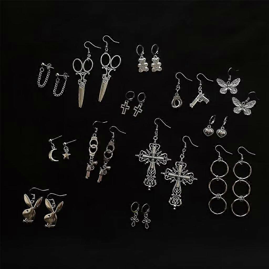 13Pairs Dangle Hoop Earrings