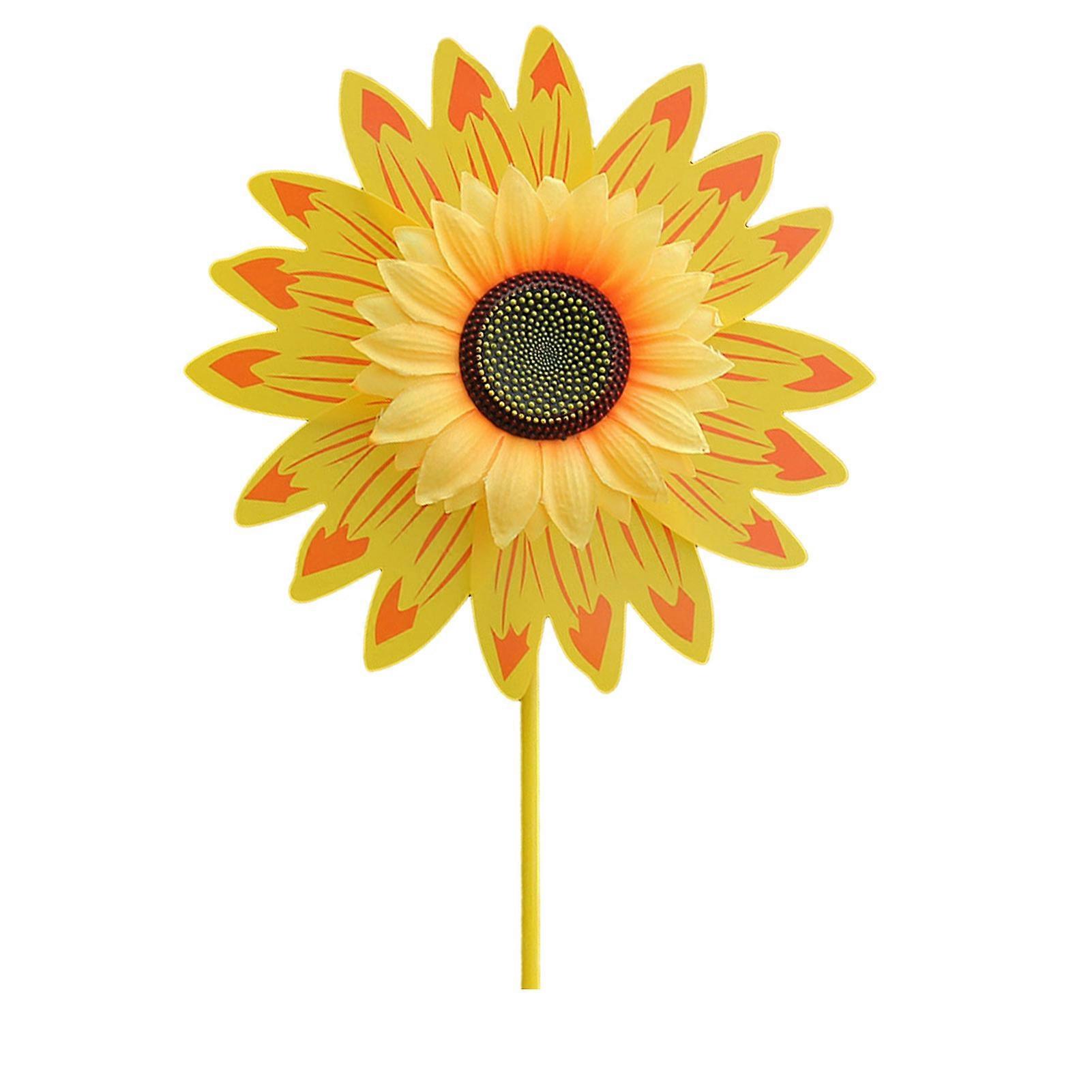 1/6Pcs Sunflower Pinwheel with Stake Lawn Decoration Non-Fading Easy to Install Widely Use Colorful Flower Wind Spinner Sunflower Windmill Toy