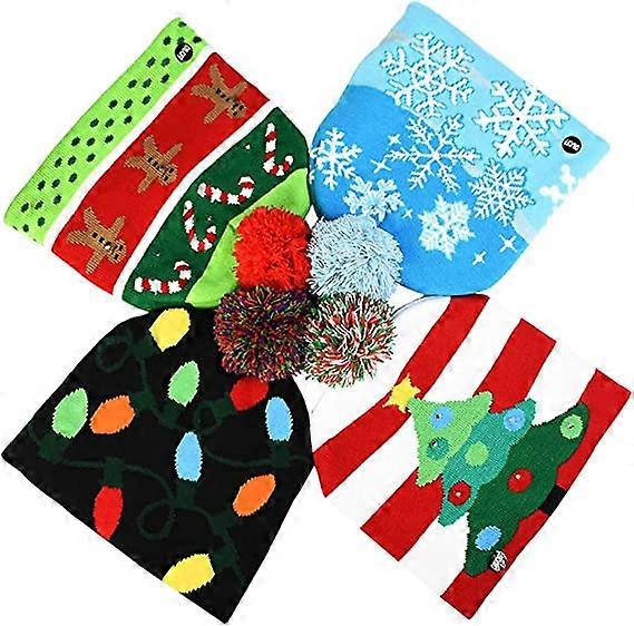 LED Christmas Knitted Hat Light Up Beanie Cap