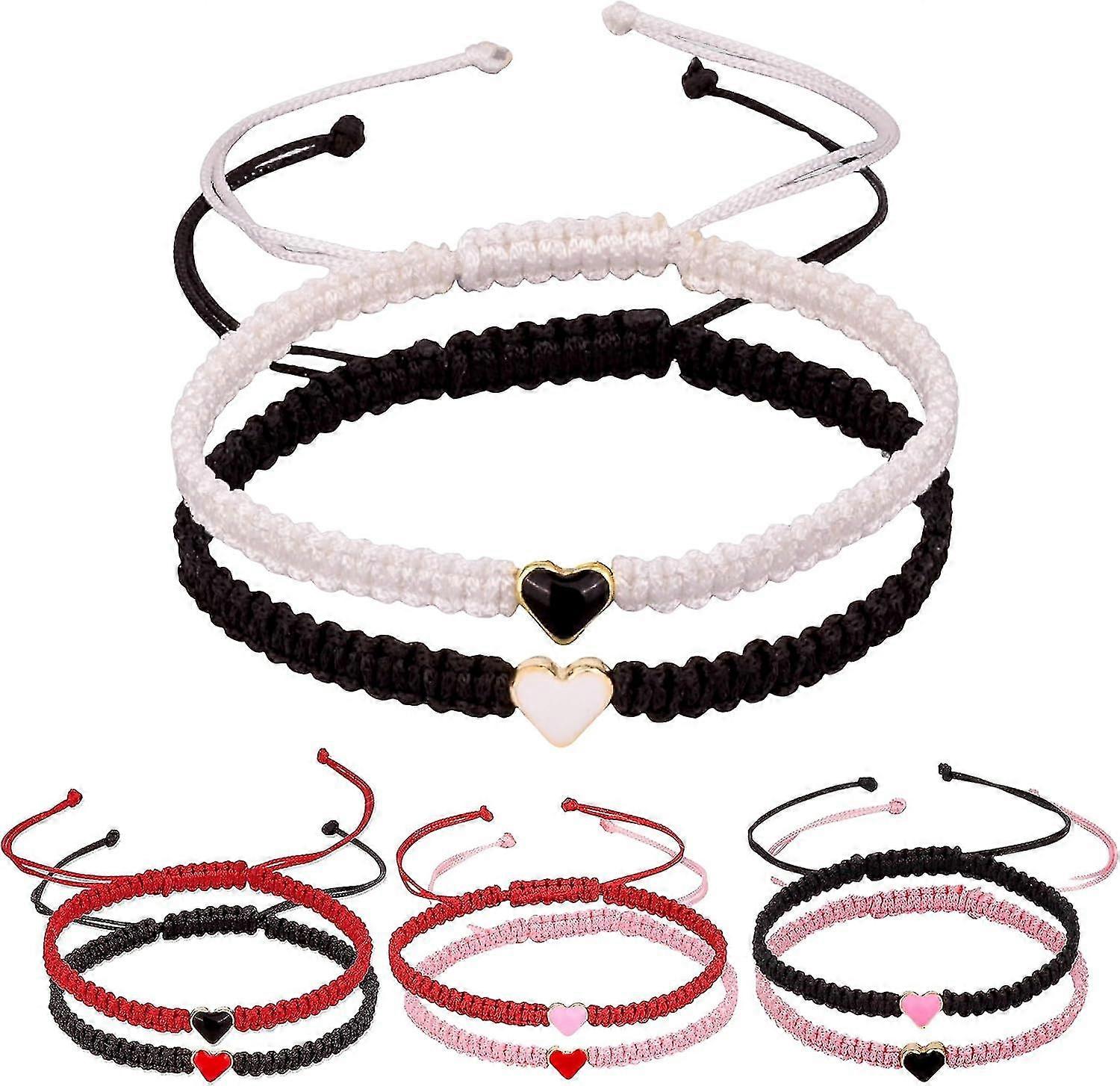 2pcs/set Colorful Heart Beaded Matching Bracelets For Couples And Friendships