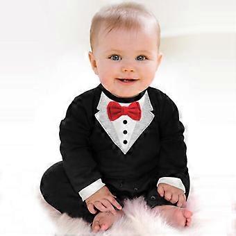 Infant Baby Boy Formal Suit Tuxedo Romper Wedding Party Jumpsuit