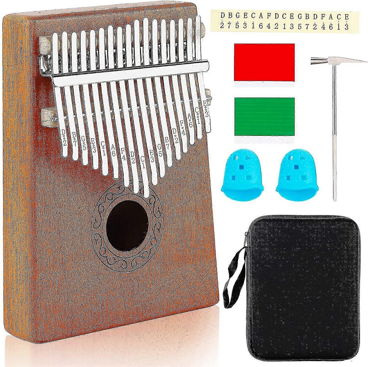 Portable Thumb Piano 17 Key Finger Piano With Learning Guide And Tuning Hammer