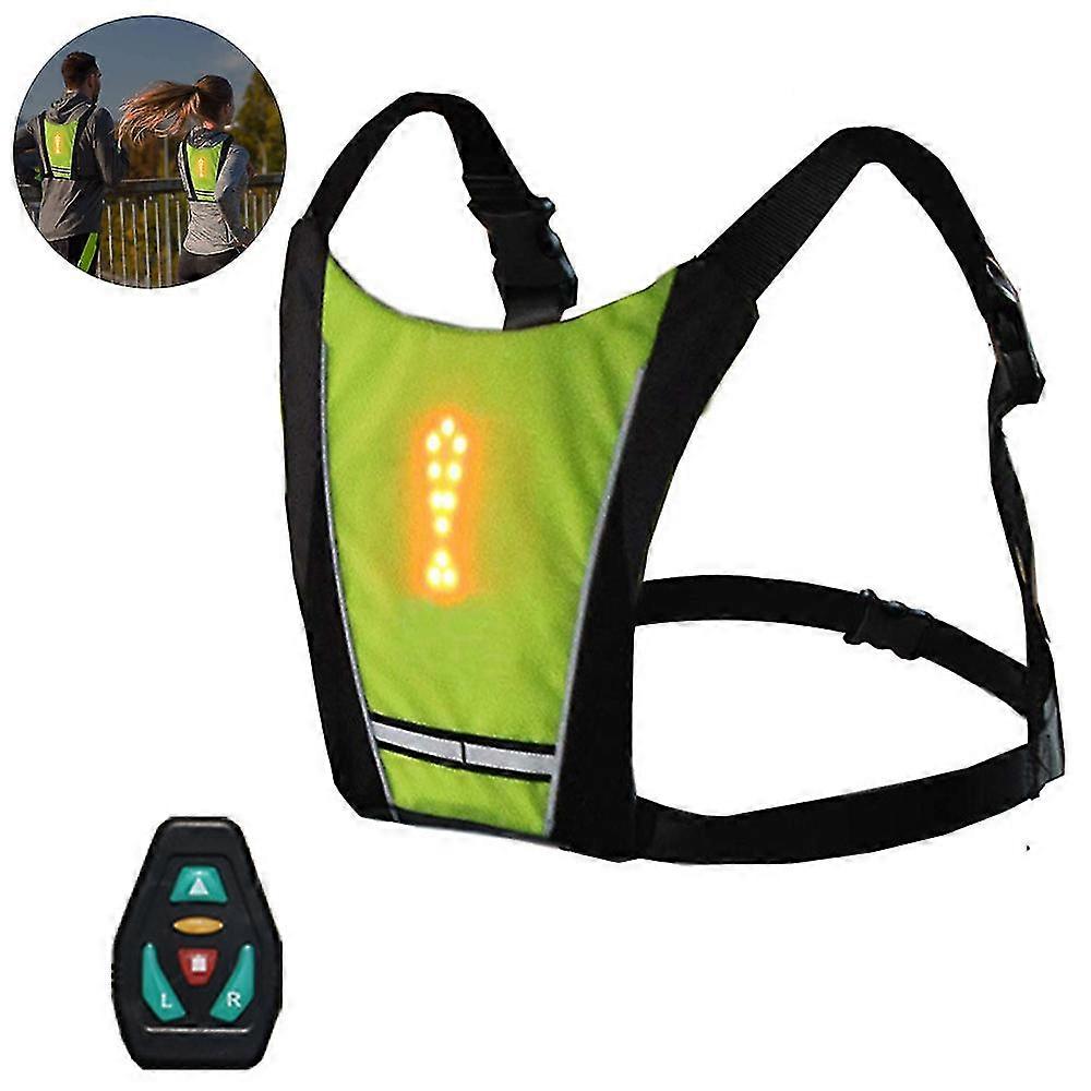 1 Pcs Turn Signal Vest Bike Pack Guiding Light Reflective Luminous Safety Warning Direction Backpack With Remote Controller Compatible With Night Cycl