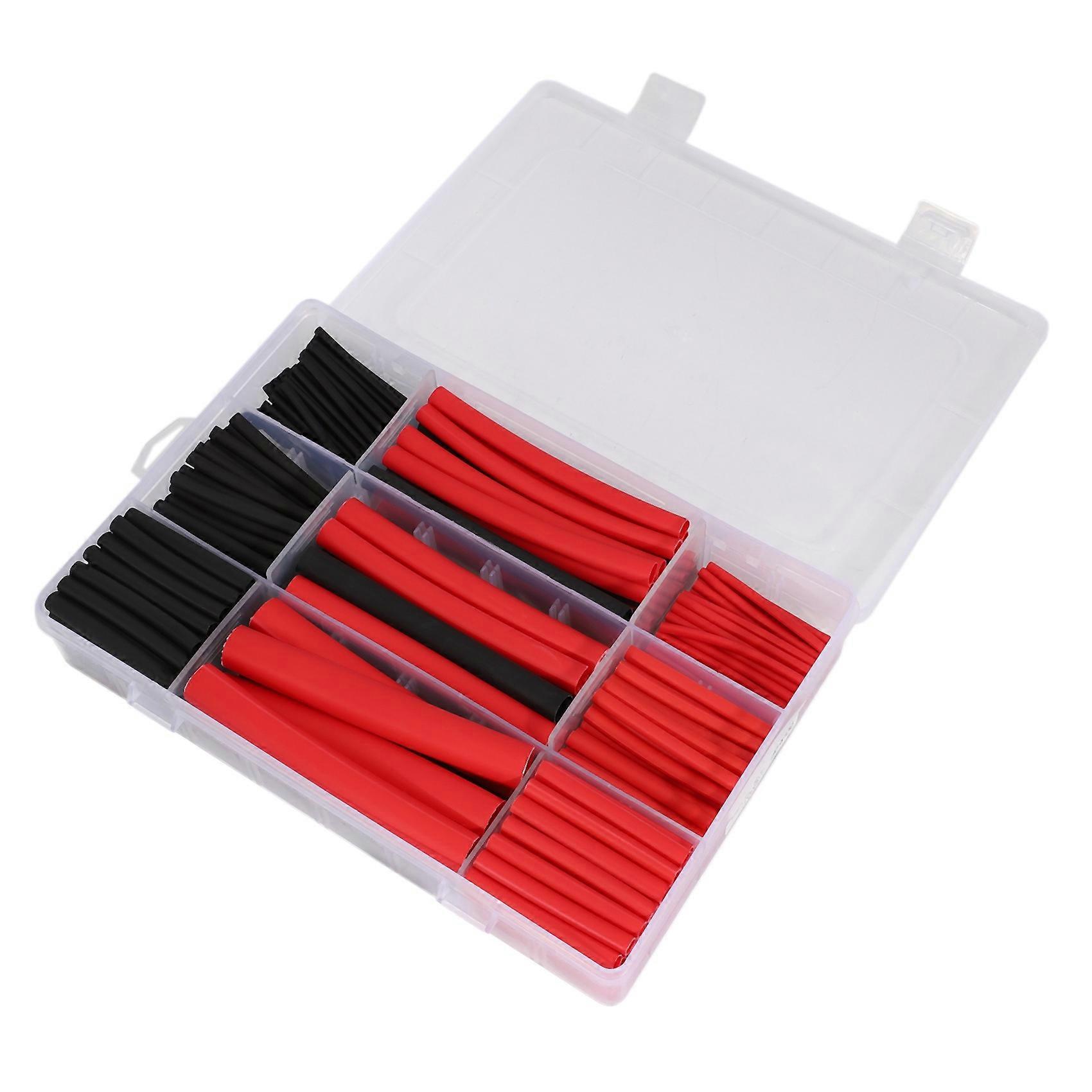 270Pcs 3: 1 Shrink Ratio Dual Wall Adhesive Lined Heat Shrink Tubing Tube 6 Size 2 Color KIT Black