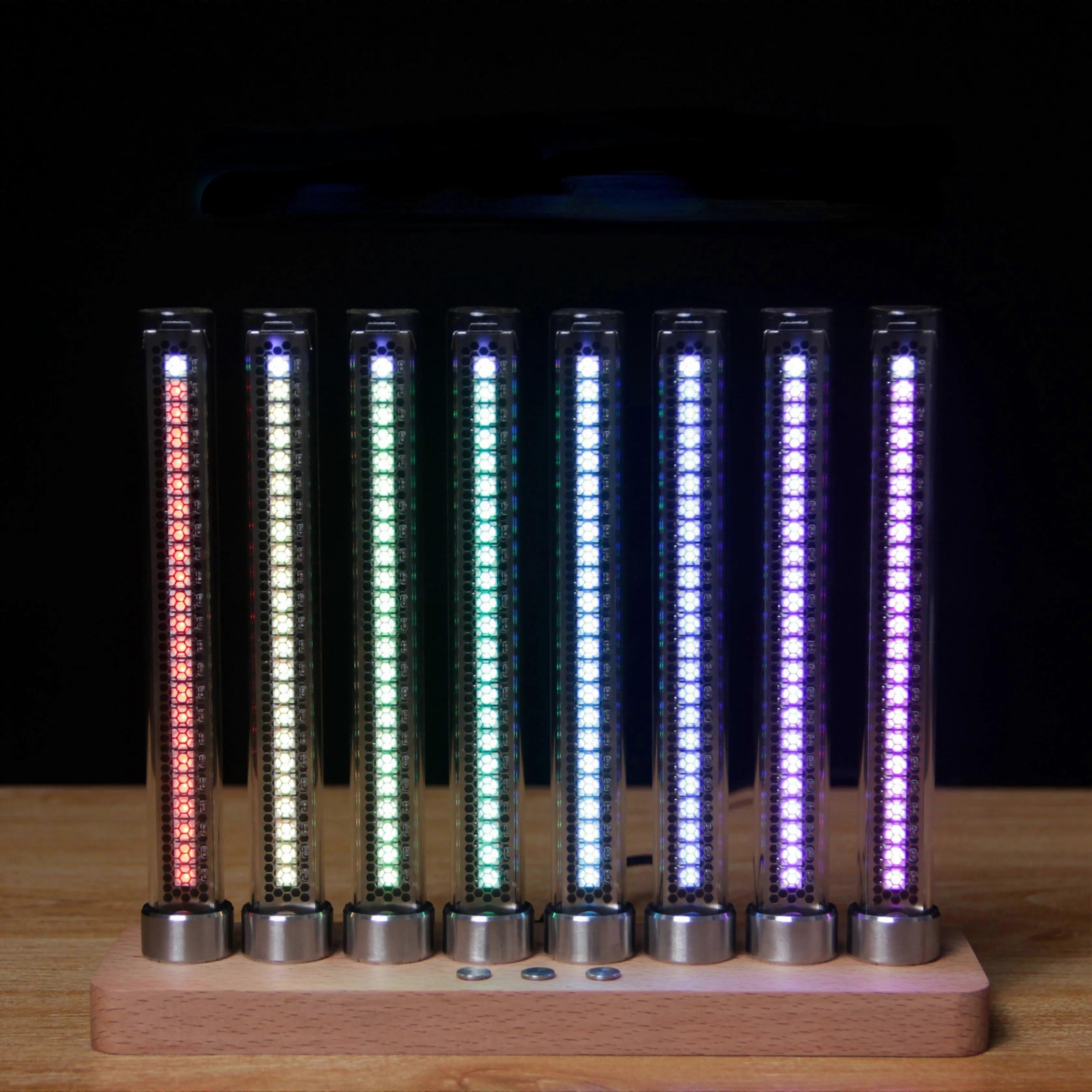 Music Spectrum Cyberpunk Analog Glow Tube Level Indicator VU Meter Music Rhythm Ambient Light LED Pickup Lamp