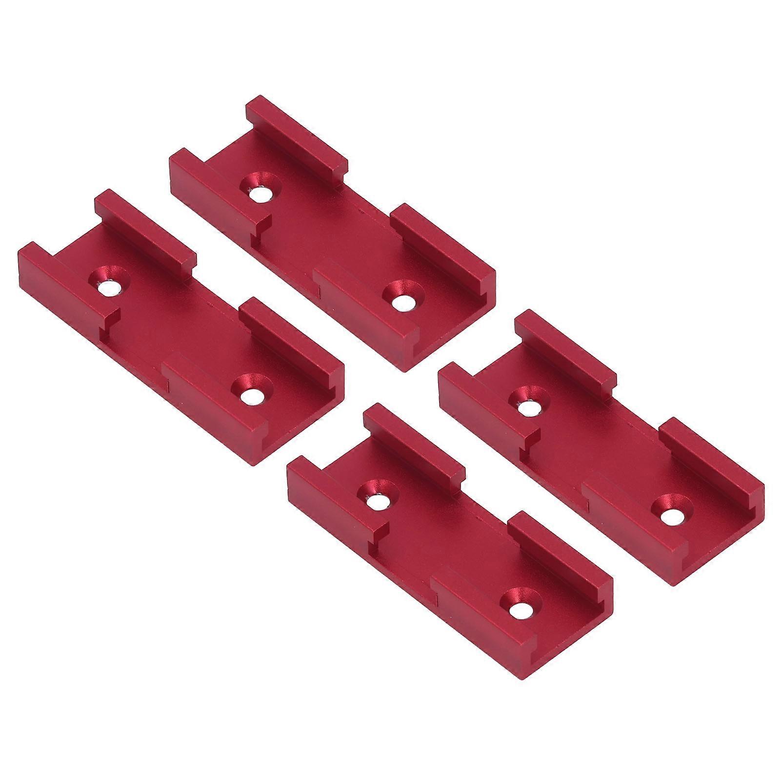 4PCS T Track Intersection Parts Aluminum Alloy Woodworking Cross Track Connector for Carpenter Red
