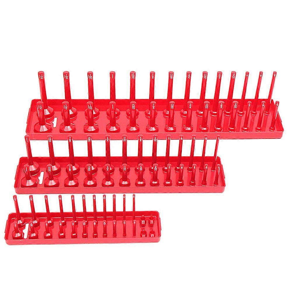 3Pcs 90 Sockets Metric/SAE Socket Holder Tray Drive Direct Rail Rack Toolbox