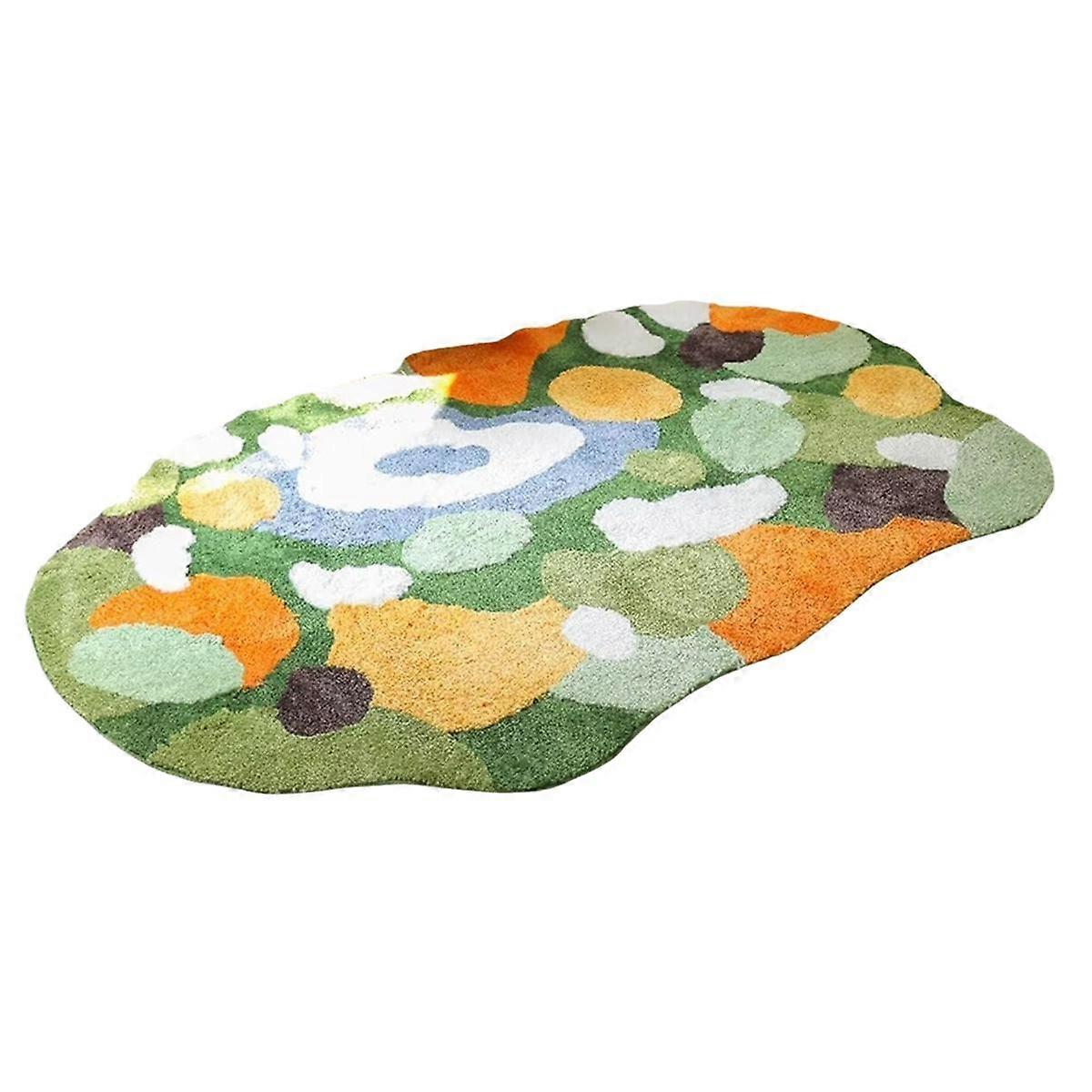 Irregular Green and Yellow Moss Carpet, Grass Moss Carpet Bedroom Kitchen Laundry Room Non-Slip Flo