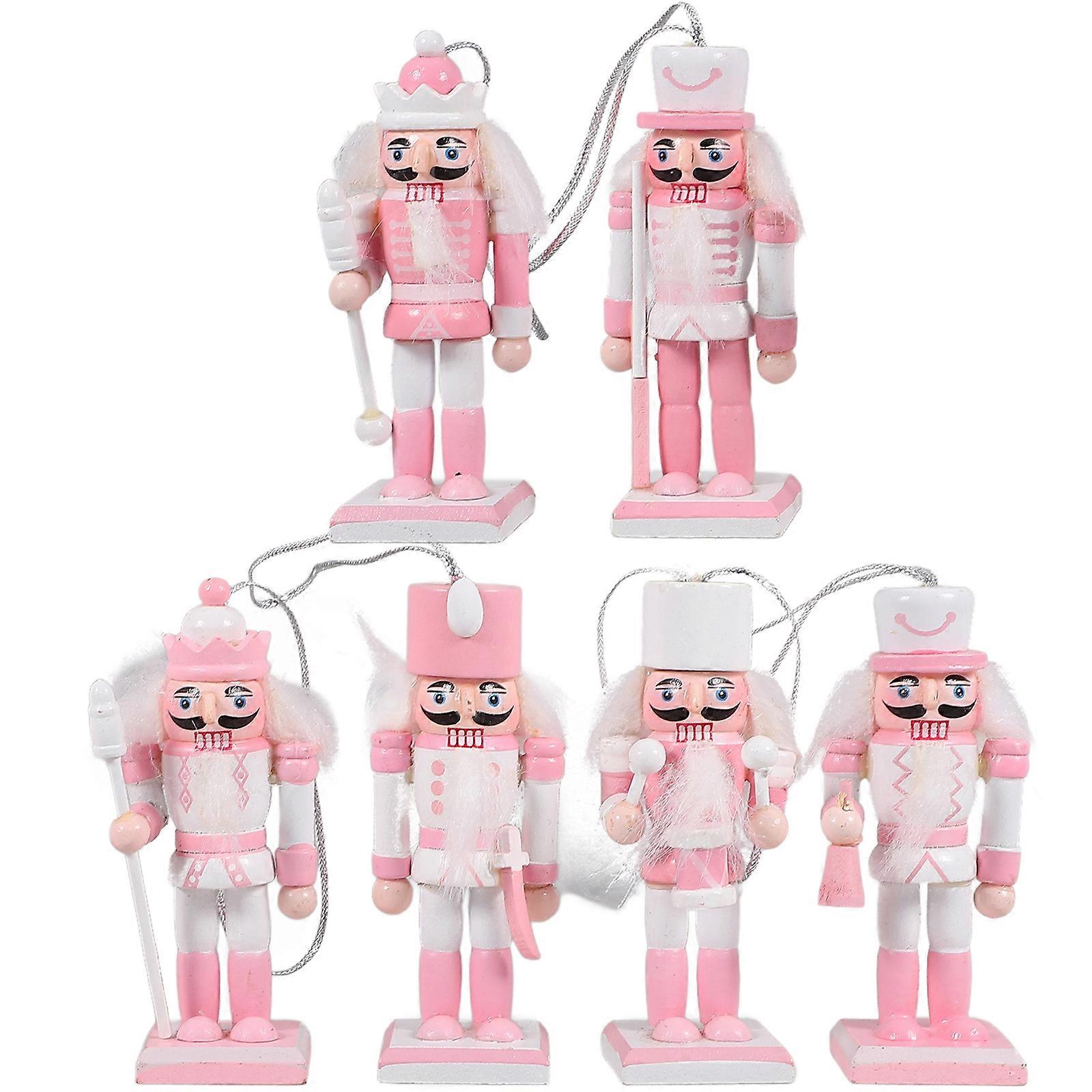 6pcs Nutcracker Decoration Wooden Nutcracker Festival Nutcracker Tabletop Christmas Decoration