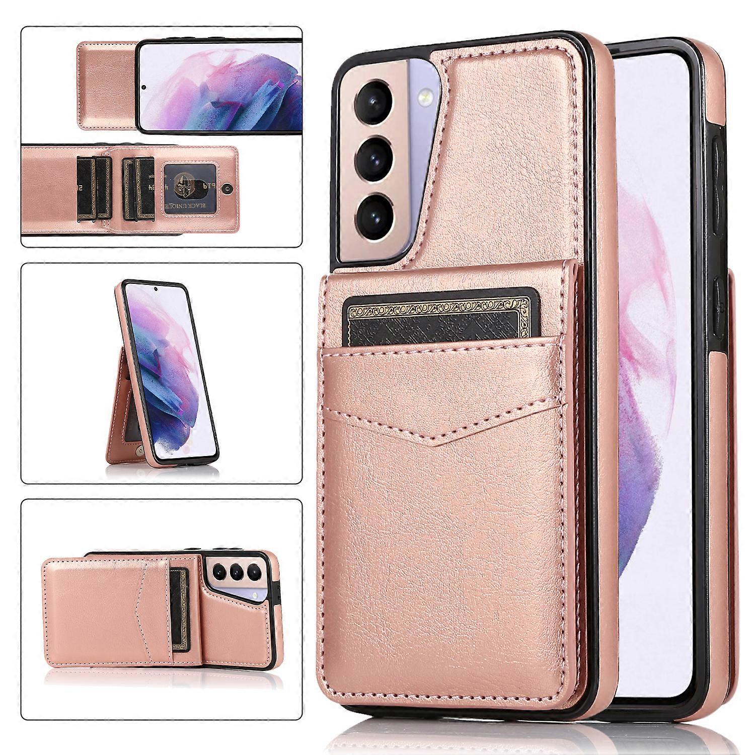 Business Style PU Leather Case for Samsung S21 FE with Card Holder, Wallet Function, Stnad Function, Fall Protection