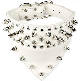 Fashion Bandana Style Scarf Leather Dog Collar Decorated With Spikes And Studs For Training And Walkingm