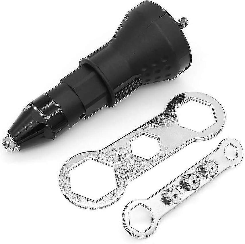 Cordless Rivet Gun Electric Rivet Drill Tool Kit Riveter Adapter Insert Nut Hand Power Tool Accessories (Black)-CE