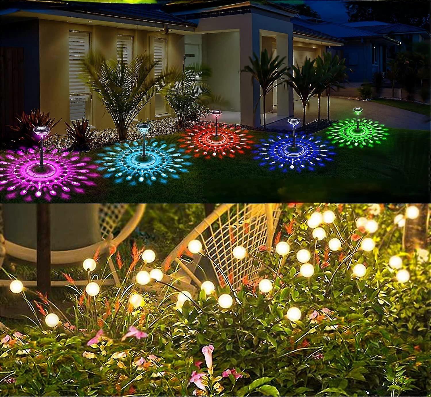 4 Pack Outdoor Solar Firefly Garden Lights + 8 Pack Solar Pathway Lights impermeabile per il cortile