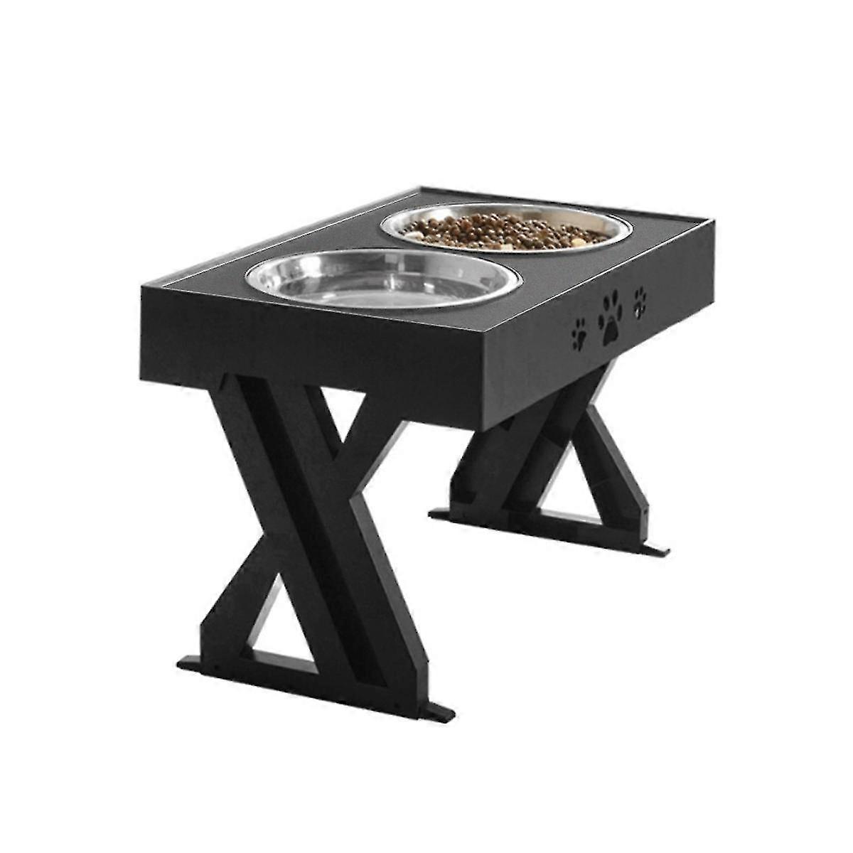 Double Bowls With Stand Adjustable Height Pet Feeding Dish Bowl Dog Elevated Food Water Feeders Li XYT