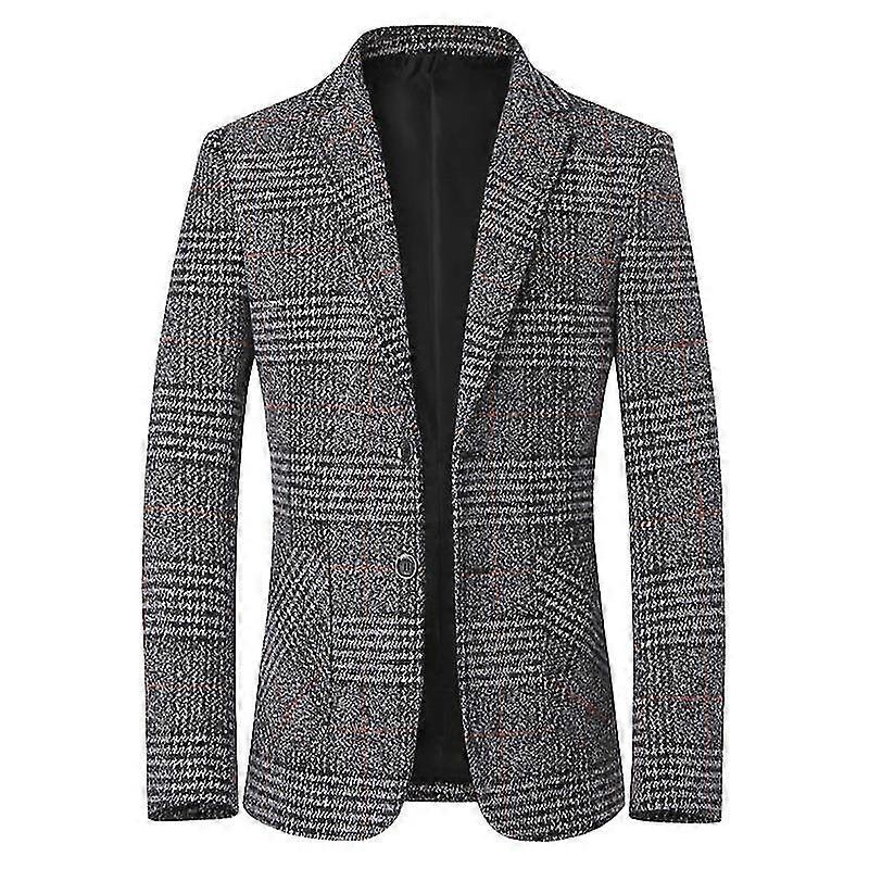 Hombre Plaid Blazer Slim Fit Checked Coat